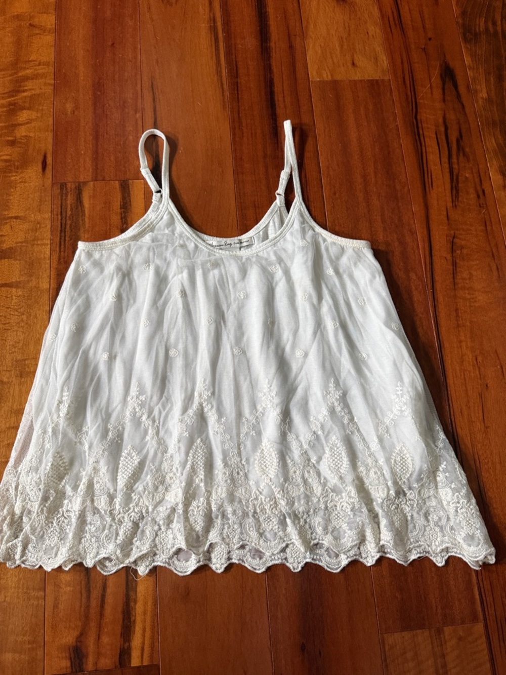 American Rag White Embroidered Spaghetti-Strap Camisole